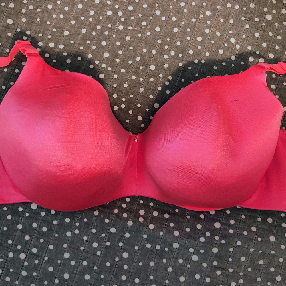 Lane Bryant invisible Backsmoother Boost Plunge Bra BRIGHT CORAL 44DD